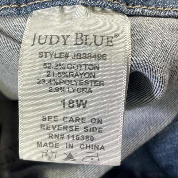 Judy Blue Pull On Jogger Jeans Womens 18W Blue Elastic Waist Patch Pocket Denim - Picture 9 of 10